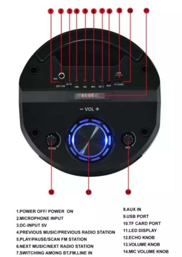 ZQS-6208 Supper Bass Wireless Bluetooth Speaker with Free Mic | Auramart.lk