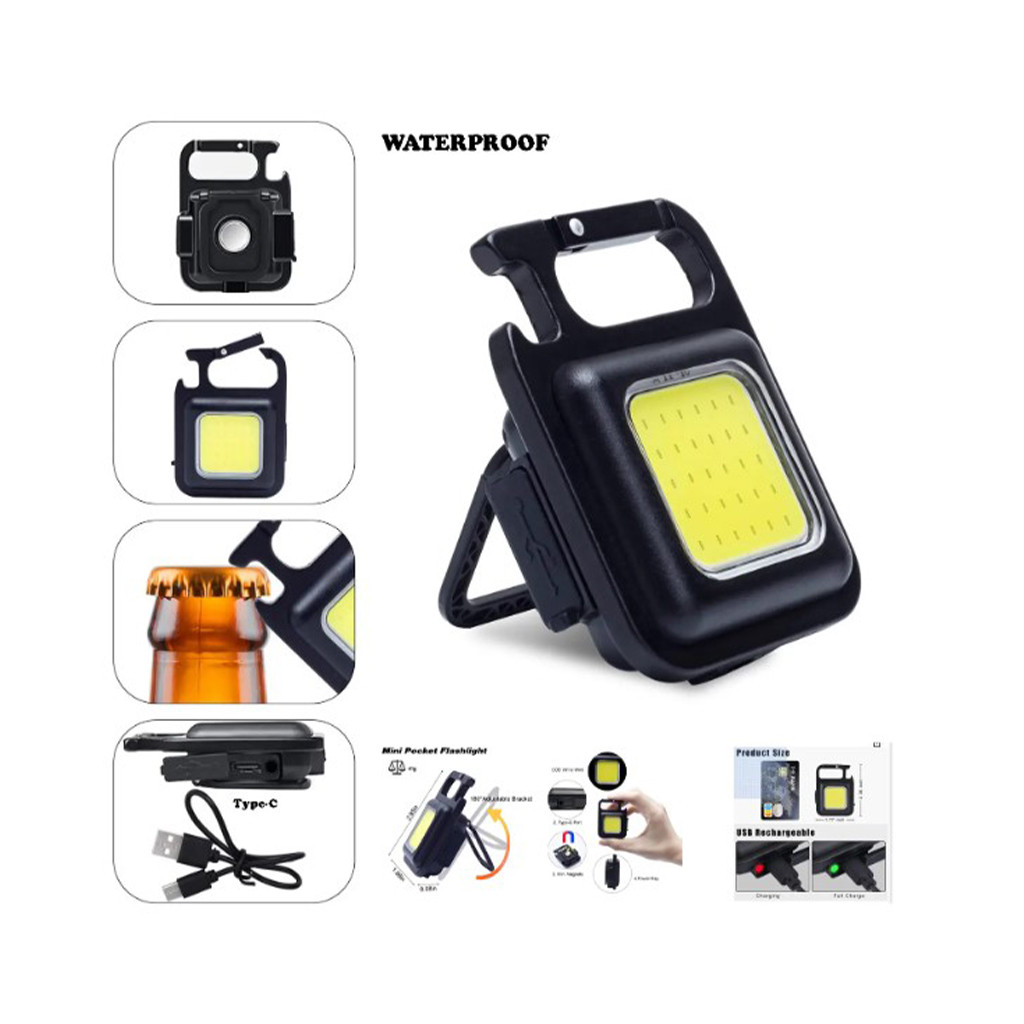 Keychain rechargeable flashlight COB, 500 lumen bright light onide.lk